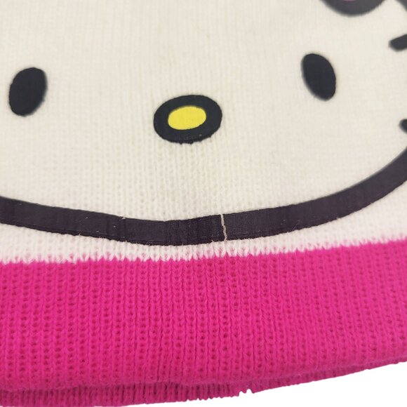 Hello Kitty Face Beanie Hat Hot Pink Bow White - Picture 4 of 8